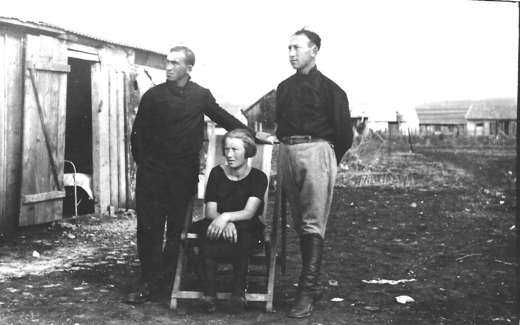 parents rivka and yona with his brother naftali, left, at kfar yehoshua first days, 1926